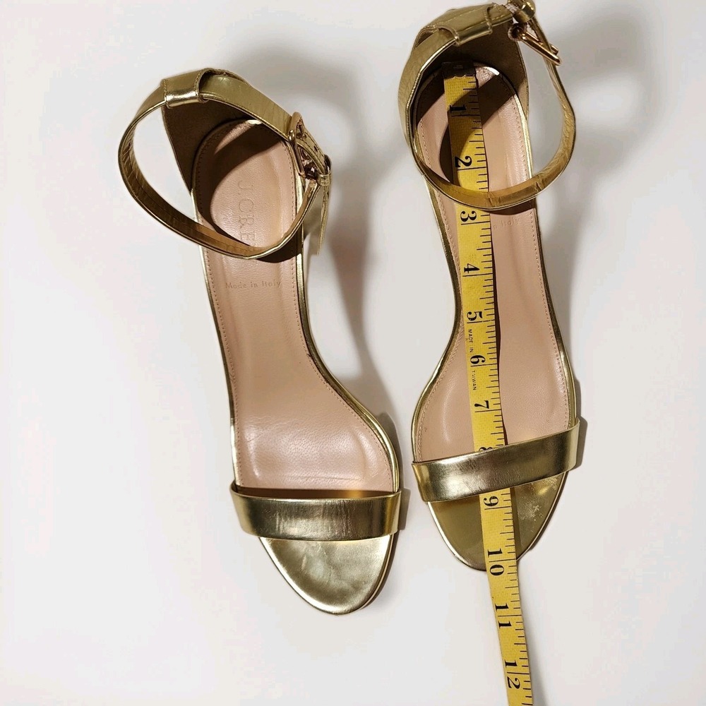 J.CREW, Leather C11179 Size‎ 9 Gold Stiletto Heel, Ankle Strap, Metallic Gold - Picture 7 of 9
